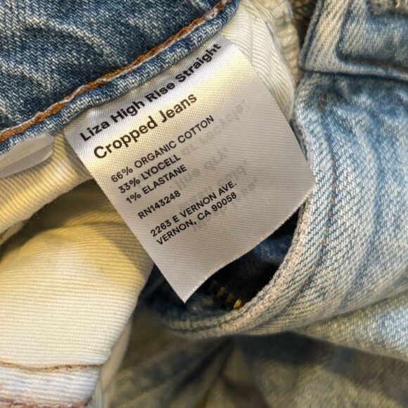 Reformation Montego Destroyed Liza High Rise Straight Crop Jeans Size 25 - Picture 4 of 6